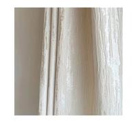 Rideau Lin Rideau luxueux en chenille crème, occultant, jacquard grain de bois, for salon, chambre à coucher, bureau, fenêtre(MULTIFUNCTION TAPE_1 PANEL W200XH260CM)