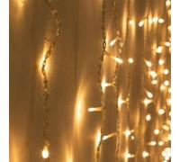 Rideau lumineux 240LED IP44 4M 8 modes avec timer - Blanc chaud