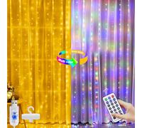 Rideau lumineux 3 x 3 m, Guirlande Lumineuse Intérieur 300 LED Dimmable Blanc Chaud/Coloré avec 12 Modes Télécommande Minuterie, Guirlandes Lumineuses pour Chambre Murale Fête Décoration Noël