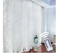Rideau lumineux à LED - 300 LED Rideaux de Fenêtre chaîne lumineuse Guirlandes Lumineuses USB avec télécommande, crochet - 3m X 3m