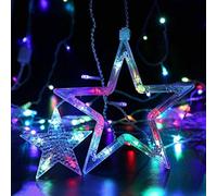 Rideau Lumineux étoile Lune Fenêtre Lumières Décoration de la Maison Guirlande Lumineuse pour Chambre Salon (Télécommande USB couleur 3,5 m)