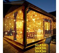 Rideau lumineux solaire d'extérieur, 3x3M, 300Led, guirlande de décorations de vacances, 8 Modes, décoration de fête d'halloween et de noël