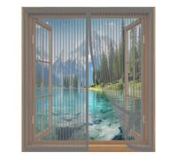 Rideau Magnétique Anti-Insectes 49 x 70 cm Installation Facile Sans Percer Moustiquaire Extensible en Maille de Fibre de Verre pour Fenêtre Empêche Les Insectes, Gris
