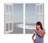 Rideau Magnétique Anti-Insectes 76 x 107 cm Magnétique Moustiquaire Porte Aimants et Bande Adhesive pour Salon Fenêtre Balcon, Blanc