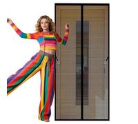 Rideau Magnétique Anti Insectes Avancé 84 x 286 cm Fermeture Automatique Rideau Aimanté pour Porte et Fenêtre Sans Perçage Convient Aux Balcons, Caves et Chambres, Noir