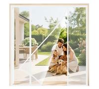Rideau Magnétique pour Porte Double Blanc 180x260cm Fixation simple avec ruban adhésif puissant, sans endommager les encadrements L’air peut circuler librement