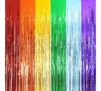 Rideau Métallique Arc en Ciel - GREATRIL Serpentins Rideau Frange Photobooth Anniversaire Decoration pour Fille Hawaï Pride Monster Foraine Licorne Princesse Troll Fête