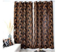 Rideau motif végétal tamisant en coton recyclé Noir 140x240 cm