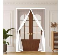 Rideau Moustiquaire Magnétique 130 x 160 cm Sans Percage Fermeture Automatique Rideau Anti Moustique Installation Facile sur Mesure pour Balcon, Patio, Chambre, Couloirs, Blanc