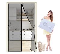 Rideau Moustiquaire Magnétique, 130x200 cm Moustiquaire Aimant de Porte Rideau Antimoustique Elégant Parfait Pour Porte, Installation Facile Sans Outils, Pas de Forage, Noir P