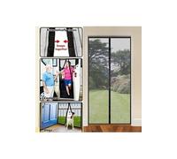 Rideau Moustiquaire Magnétique 2 Bandes en Mailles Serrés Anti-Moustique Volants Insecte pour Porte Fenêtre L130 x H220cm
