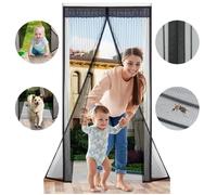 Rideau Moustiquaire Magnétique Anti Insecte Mouche Moustique Rideau pour Porte d'Entrée Intérieur-Patio-Coulissante Noir 100x 210cm