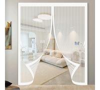 Rideau Moustiquaire Porte 81 x 131 cm Anti-Moustiques, Fermeture Automatique, Sans Perçage, Maille Fine, Magnetique Porte Moustiquaire pour de Balcon, Cave, Blanc
