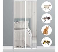 Rideau moustiquaire - YYV - 150x220 cm - Anti-mouches - Fixation magnétique - Couleur blanche