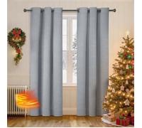Rideau Occultant 100% Effet Lin, Rideau Thermique Isolant Anti Froid Et Chaleur 2 Pièces, 140×240 Rideau Phonique Anti Bruit[RO181]