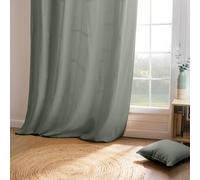 Rideau occultant 140x260 Kala de L’Effet Papillon - Rideau decoratif 8 œillets 100% Coton 185 GR/m² [ Rideaux et Draperies intérieurs ] (Vert Romarin)
