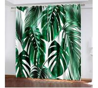 Rideau Occultant 3D Feuilles De Plantes Vertes De Dessin Animé Thermique Insonorisation 60x120cm x 2pcs [794]