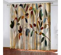 Rideau Occultant 3D Impression Rideaux Salon D'Enfants Thermique Isolant Anti Froid Polyester 2 Pièces 75X166 cm Rideaux De Fenêtre Fleurs Colorées pour Chambre Cuisine Décoration