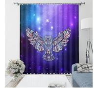 Rideau Occultant 60x120cm x 2pcs Animal Hibou Violet Ciel Étoiléeunes Isolant Thermique Insonorisation [787]