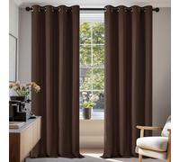 Rideau occultant à œillets, opaque, rideau thermique, protection contre le froid, protection contre la chaleur, marron foncé, 290 x 140 cm, lot de 2