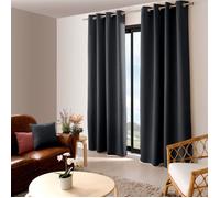 ED ENJOY HOME Rideau Occultant avec Œillets argentés, Gris Foncé, Grande Hauteur, 140x280cm, 100% Polyester, Tissu Certifié Oeko-TEX, Collection Réglisse