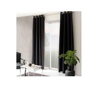 Generique – Rideau occultant Natté à œillets, 140x240 cm, 100% polyester, Oeko-TEX, noir
