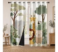 Rideau Occultant Animal Dessin Animé Mignon Rideaux Thermiques Animaux de la Forêt pour Salon Chambre, Lot de 2 Rideaux et Draperies Intérieurs à Oeillets, 140x160 cm (LxH)
