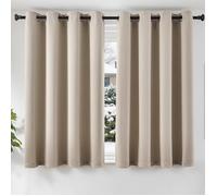 Rideau occultant beige à œillets - 2 panneaux - 145 x 140 cm - 100 % polyester - Opacité 100 % - Motif uni