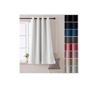 Rideau Occultant Blanc Pâle Gris à oillets Enfant Rideau Uni Thermique Isolant pour Fenetre de Salon Chambre Decoration 132x138cm