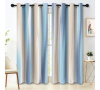 Rideau Occultant Chambre Bande De Couleur Art Abstrait À Rayure Moderne | Rideau Thermique Isolant Bleu Clair, Rideaux Occultant Thermiques à Oeillets Chambre Salon, 117L X 183H cm (2 Panneaux)