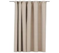 Rideau occultant d aspect de lin avec crochets beige 290x245 cm