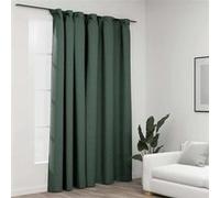 Vidaxl Rideau Occultant D'aspect De Lin Avec Crochets Vert 290x245 Cm