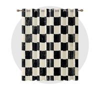 Rideau Occultant Damier - Rideau Thermique Motif Vintage Noir et Blanc à Carreaux, Rideaux Chambre Salon Fenetre, Lot de 2 Rideaux et Draperies Intérieurs à Oeillets, 75x166 cm (LxH) C#-156