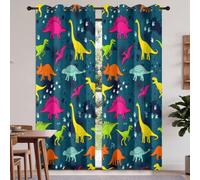 Rideau Occultant Dessin Animé Mignon, Dinosaures Empreintes De Griffes Blocs De Couleur Motif Rideaux Thermiques à Oeillets, Rideaux Imprimé pour Salon Chambre Décoration, 70 X 160 cm (LxH), Lot de 2