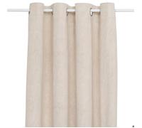 Atmosphera - Rideau occultant Fujo - Effet velours motifs en relief œillets - 135x260 cm Beige lin