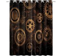 Rideau Occultant équipement Rétro Imprimé 3D Lot De 2 Rideaux Thermiques Isolants Anti Froid Style Industriel Rideaux à Oeillets Opaque Salon Chambre Décoration Fenêtre 2x110x215 cm LxH A/1997