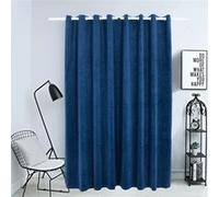 vidaXL Rideau Occultant avec Anneaux en Métal Occultant à Oeillet Ombrage Chambre à Coucher Fenêtre Salon Bureau Maison Intérieur Velours Bleu Foncé 290x245 cm