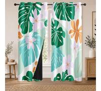 Rideau Occultant Feuilles de Monstre Rideaux Thermiques Fleurs Plantes Tropicales pour Salon Chambre, Lot de 2 Rideaux et Draperies Intérieurs à Oeillets, 140x200 cm (LxH)