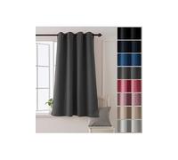 Rideau Occultant Gris Foncé à oillets Enfant Rideau Uni Thermique Isolant pour Fenetre de Salon Chambre Decoration 132x138cm