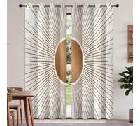 Rideau Occultant Imprimé Soleil Géométrie Cercles Lignes Enfant, Thermique Rideaux à Oeillets Motif Minimaliste Abstrait, Doux Polyester Rideaux pour Chambre Salon, 140 X 260 cm (LxH) (2 Panneaux)