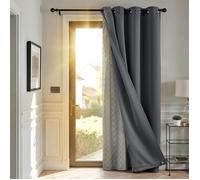 Rideau Occultant Isolant Thermique Anti Chaleur Froid, Double Couche Amovible, 132X214Cm (Lxh) Lot De 1 À Oeillets, Tenture[RO136]