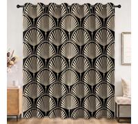 Rideau Occultant Minimaliste Classique, Rideaux Motif Géométrie Éventails Lignes, Rideau Thermique Isolant à Oeillets, Rideaux Imprimé pour Salon Chambre Décoration, Lot de 2, 110 X 215 cm (LxH)