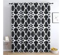 Rideau Occultant Noir et Blanc, Rideau Isolant Thermique pour Salon Chambre, Rideaux Motif Marocaine, Rideau Opaque à Oeillets, Lot de 2 Rideaux et Draperies Intérieur 140x240cm LxH (IQ-&54)