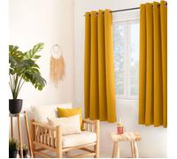 Rideau occultant - OBSKUR - Moutarde - 140 x 180 cm - 8 œillets - 100% polyester