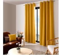 Rideau occultant - OBSKUR - Moutarde - 140 x 240 cm - 8 œillets - Tissu 100% polyester