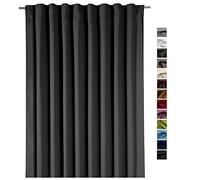 Rideau occultant opaque - Rideau thermique - XXL (H x L : 245 x 275 cm) - Isolation du froid et de la chaleur...Déballez, accrochez, c’est prêt ! Rideau type 139, Tissu, noir, HxB 245x275 cm