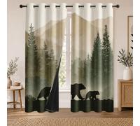 Rideau Occultant Ours Rustiques Rideaux Thermiques Forêt Brumeuse pour Salon Chambre, Lot de 2 Rideaux et Draperies Intérieurs à Oeillets, 140x200 cm (LxH)