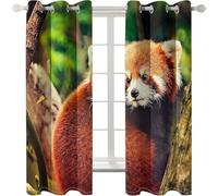 Rideau Occultant Panda Roux Imprimé 3D Lot De 2 Rideaux Thermiques Isolants Anti Froid Animaux Mignons Rideaux à Oeillets Opaque Salon Chambre Décoration Fenêtre 2x110x215 cm LxH A/2118
