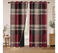 Rideau Occultant Plaid Rayé Rideaux Thermiques Géométrique Abstrait pour Salon Chambre, Lot de 2 Rideaux et Draperies Intérieurs à Oeillets, 140x200 cm (LxH)