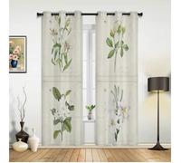 Rideau Occultant - Plantes Fleurs Belle 3D Imprimé - Polyester - Beige - 60x120cm